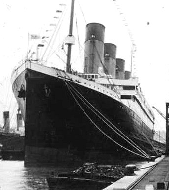 The Titanic docked in Southampton, England.