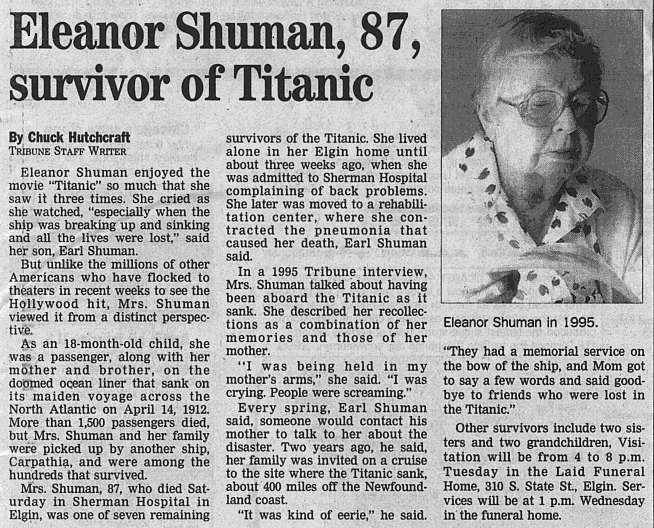 Eleanor Shuman Newspaper Article